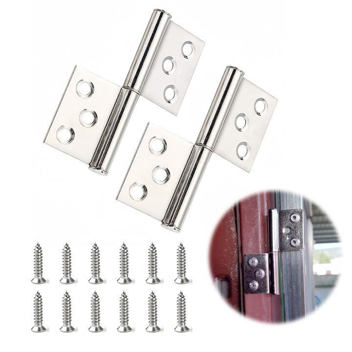 抜き差し丁番2個セットリフトオフヒンジ 旗蝶番 脱着式 ステンレス製 ドアとドアフレームの手軽な分離が可能 360度回転角度 木箱用 ドア用ヒン | 