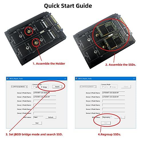 Cablecc デュアルNGFF B+M Key M.2 SSDカード JBOD Raid0 スパンブリッジから2.5インチSATAコンボHDD |  | 01