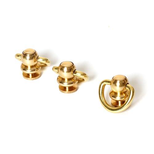 リベット スタッド ジョイント金具 真鍮 3個入り ネジ入り 回転式 止め金具 バッグ ハンドル ドロップハンドル 財布 レザークラフト 材料 | 