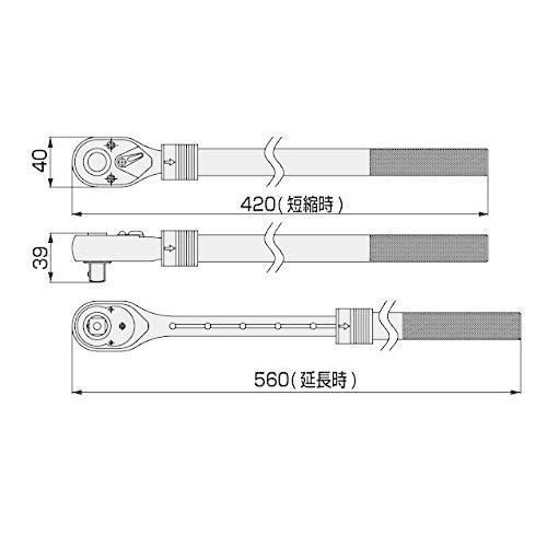 トネTONE 伸縮ラチェットハンドルホールドタイプ RH4EH 差込角12.7mm1/2 |  | 06