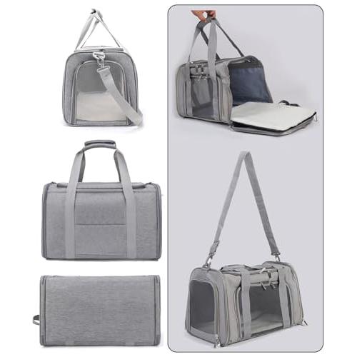 BTtime ペットキャリーバッグ 猫用キャリングバッグ 折りたたみ式 ペットキャリー 中・大型猫用・小型犬 飛び出し防止 傷防止 ベルト脱着可 |  | 04