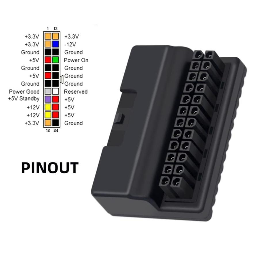 Xiwaiオーバーモールド90度ATX24ピンオスから24ピンメスの電源アダプタメインボードマザーボード（デスクトップ用）PC電源 |  | 03
