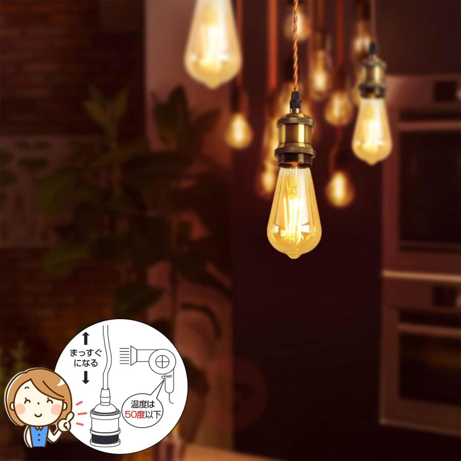 LVWIT ペンダントライト E26口金 LED電球付き エジソン電球 60W