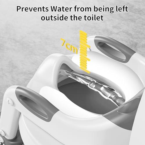 トイレトレーニング階段付きの子供補助便座，アップグレードされた丸アーチ型補助便器はしご， 8段階高さ調整、折りたたみ式設計、快適で安全な幼児補助 |  | 03