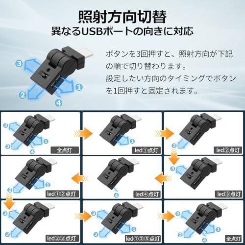 GIMUYA Type-C LEDライト USB 車内用 8色 照射方向切替 180°首振り 自動点灯 メモリー機能 調光 アンビエントライト |  | 04