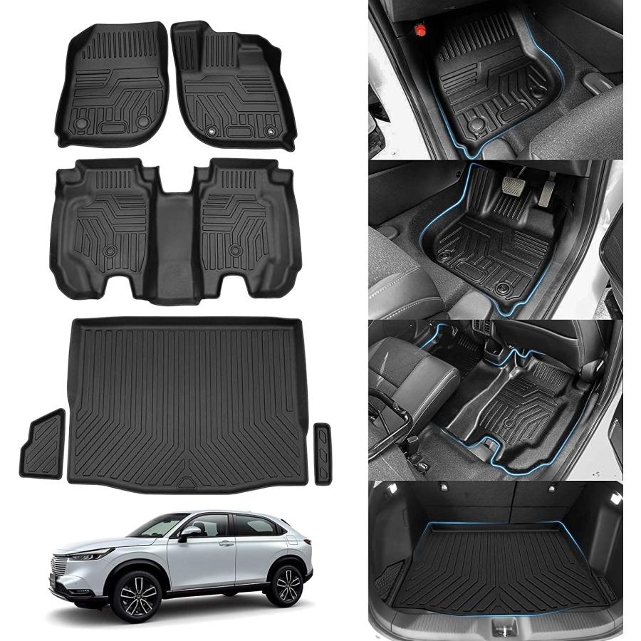 新型ヴェゼル現行型　新車外しフロアマット Jiooy ホンダ 新型ヴェゼル rv系 フロアマット+ラゲッジマット 6点
