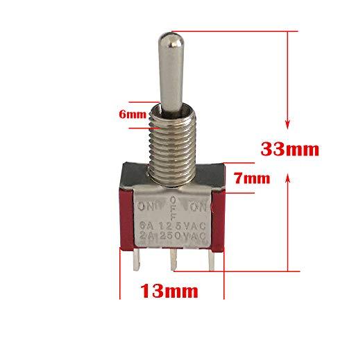 CESFONJER 10個SPDTミニマイクロトグルスイッチ、オン/オン/オン3ピン3ポジションミニチュアトグルスイッチAC 125V 6A / |  | 04