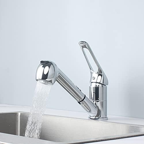 UMANYI キッチン蛇口 シングルレバー混合栓 キッチン用混合水栓 キッチン水栓 ホース引き出し式 整流 シャワー切り替え可能 KFPO03 |  | 02