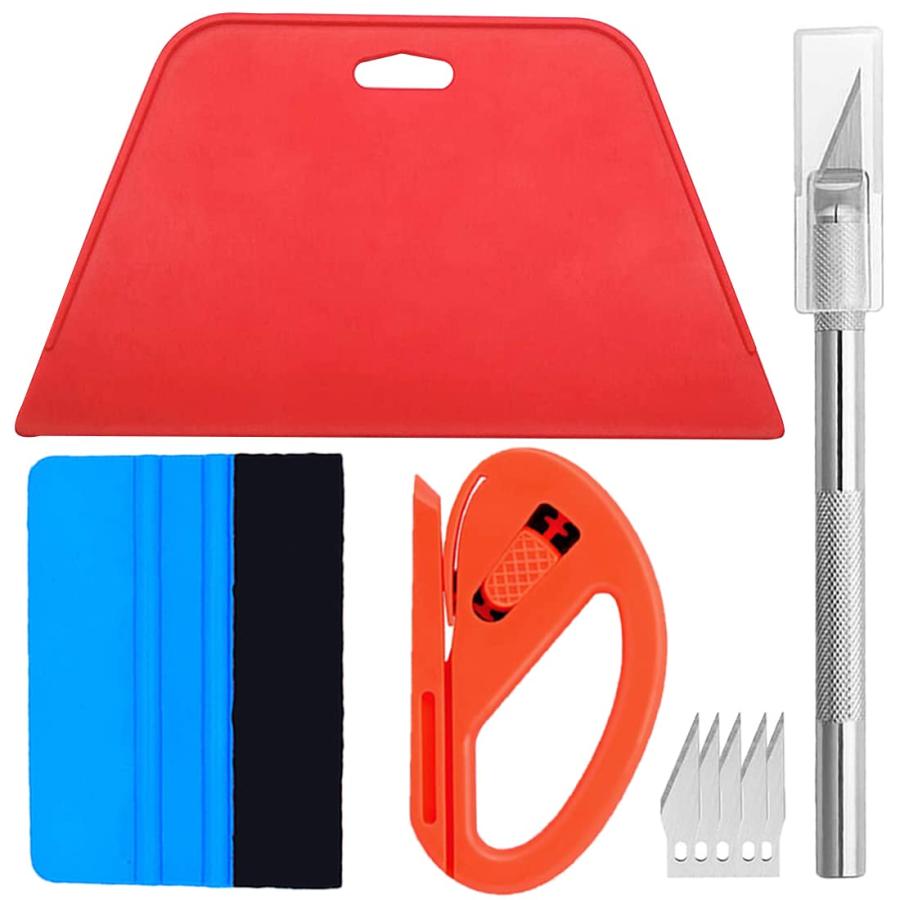 VitzeeR 壁紙シートシール貼り施工スキージーヘラセット プラスチック製スムスヘラ 切り絵カッター フェルトスキージー 壁紙スリッター裏紙カ | 