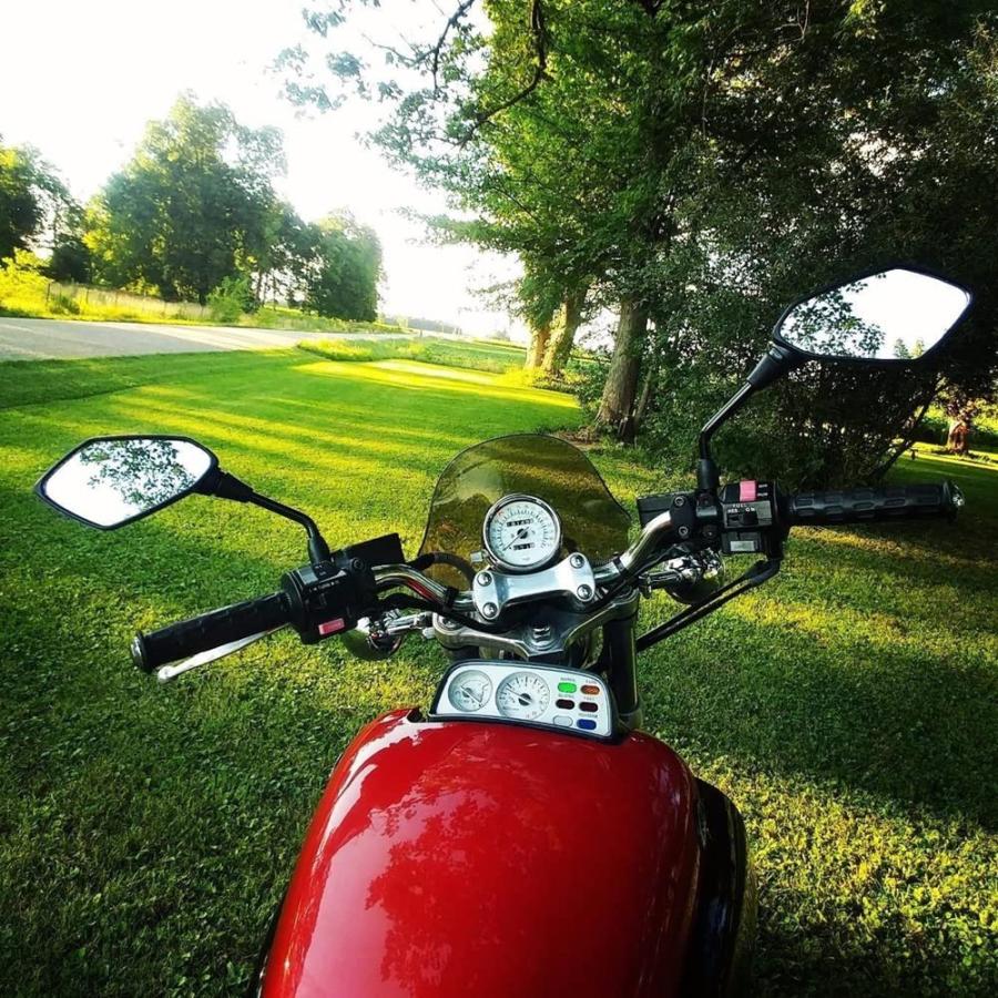 LYMOPYLB バイク用 ミラー ：汎用ミラー 8mm/10mm 正ネジ 逆ネジアダプター ミラーマウントホルダー付属 左右セット カーボン黒 |  | 05