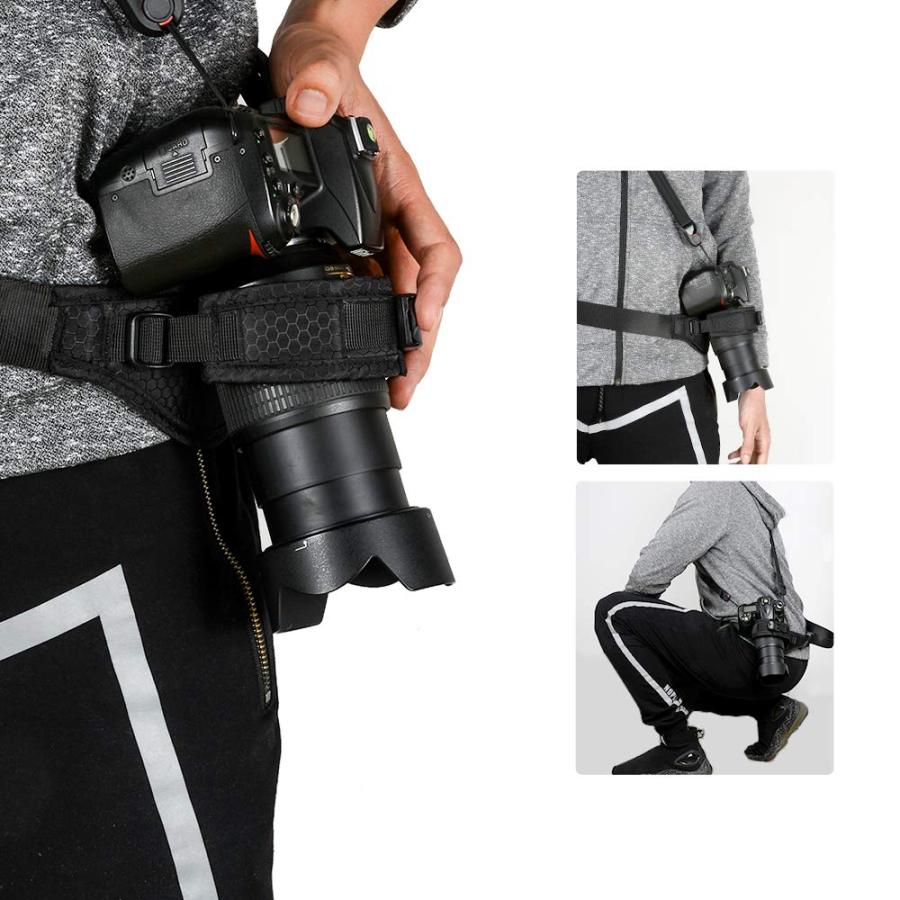 首負担軽減/動きやすくなる/アウトドア撮影必備ORMY 一眼カメラ用ホルスター カメラウェストホルダー カメラベルト カメラホルスターライト カ |  | 07
