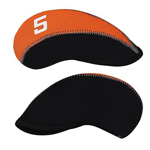 ゴルフアイアンカバー ヘッドカバー 11枚入り3〜9、P、A、S、L セット販売 ネオプレン製 オレンジ＆ブラック |  | 03