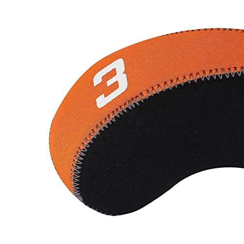 ゴルフアイアンカバー ヘッドカバー 11枚入り3〜9、P、A、S、L セット販売 ネオプレン製 オレンジ＆ブラック |  | 07