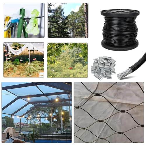 ibubu ステンレスワイヤー 2mm 50m巻 ワイヤーロープ 黒pvc被覆付き ワイヤー ビニール wire rope SUS304ステンレ |  | 06