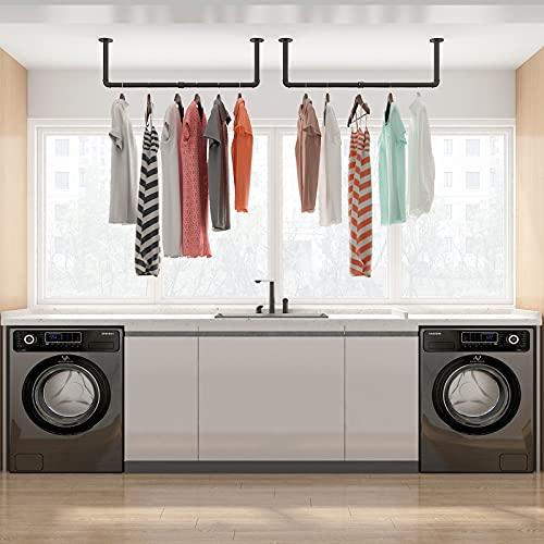 IBUYKE ハンガーラック アイアン 工業用パイプ衣類ラック 幅87cm たっぷり収納 アンティーク調 壁取り付け式 省スペース DIY 多目的 |  | 02