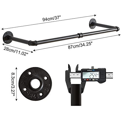 IBUYKE ハンガーラック アイアン 工業用パイプ衣類ラック 幅87cm たっぷり収納 アンティーク調 壁取り付け式 省スペース DIY 多目的 |  | 05