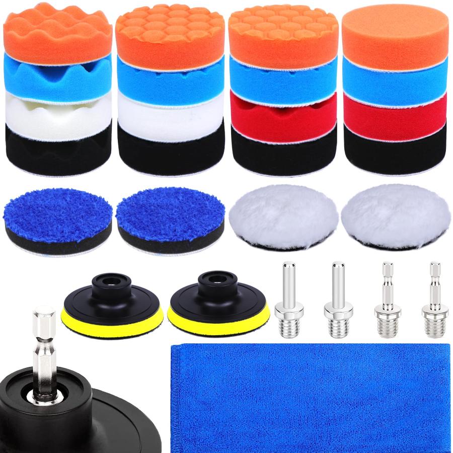 IROKCAKPT ポリッシャー バフ 80mm 27個セット電動ポリッシャー用スポンジバフ超細粒子の柔らかウレタンスポンジバフです マジックテ | 