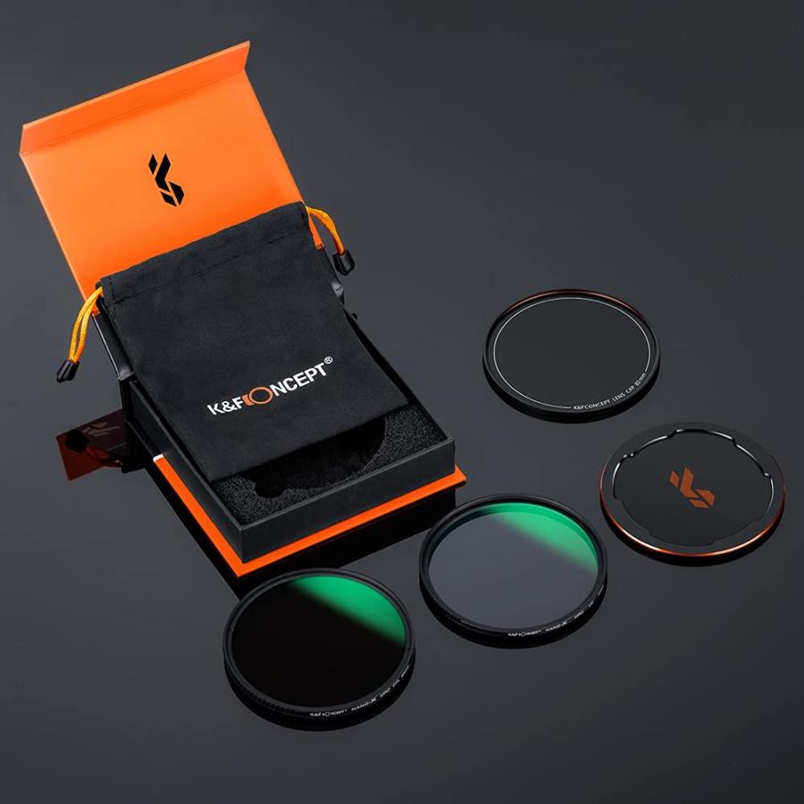 K＆F Concept 77mm PLフィルター+レンズ保護フィルター+レンズキャップセット 日本製AGC光学ガラス HD超解像力 高透過率 超低い反射率 コ K&F Concept 77mm PLフィルター+レンズ保護フィルター+レンズキャップ