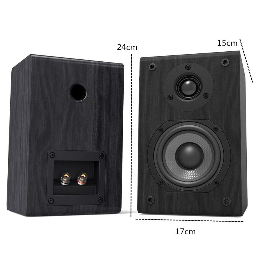 LONPOO LP-42 ブックシェルフ スピーカー 2台1組 木製 ブラック LONPOO ブックシェルフスピーカー 150W2台1組 パッシブスピーカー 4