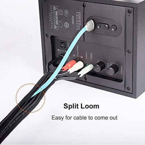 ZhiYo編組ケーブルスリーブ 黒 長さ約6m 直径25mm ケーブル収納スリーブ 噛みつき防止 車用/家庭用/オフィス用配線カバー |  | 02