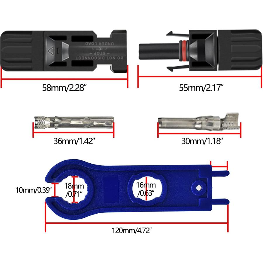 JUTOSU ソーラーパネルケーブルコネクタ MC4コネクター オス・メス ソーラーパネル 接続ケーブル用 IP67防水 高負荷 高耐熱 MC- |  | 02