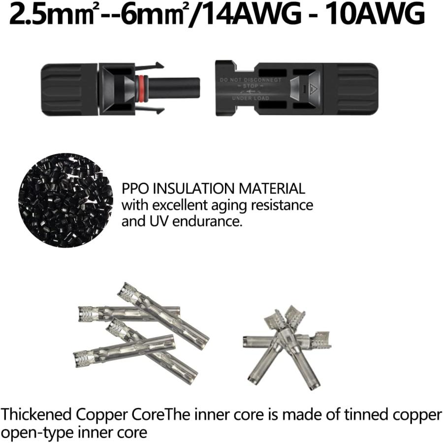 JUTOSU ソーラーパネルケーブルコネクタ MC4コネクター オス・メス ソーラーパネル 接続ケーブル用 IP67防水 高負荷 高耐熱 MC- |  | 04