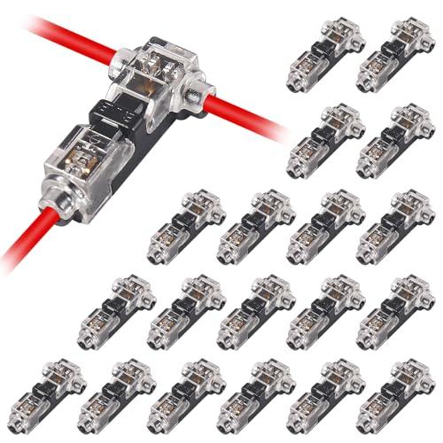 20個 1ピンT型配線コネクター 配線分岐コネクター 簡単に速く配線取り付け 分岐 配線 接続 細線 T型1進 | 