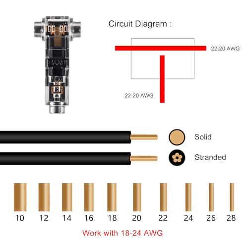 20個 1ピンT型配線コネクター 配線分岐コネクター 簡単に速く配線取り付け 分岐 配線 接続 細線 T型1進 |  | 02
