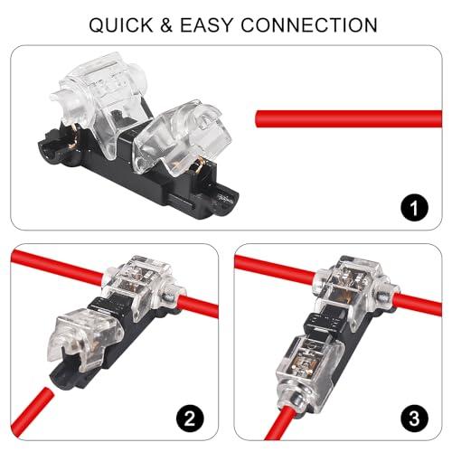 20個 1ピンT型配線コネクター 配線分岐コネクター 簡単に速く配線取り付け 分岐 配線 接続 細線 T型1進 |  | 05