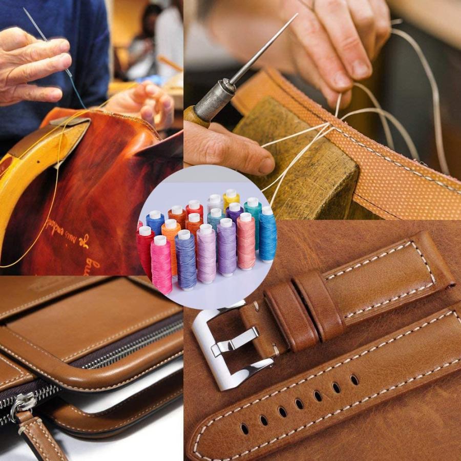 蝋引き糸 ロウビキ ワックスコード 蝋引き紐 レザークラフト 工具 12色 手縫い 編み 手芸 紐 DIY 糸 ろう引き糸 30MーC |  | 06