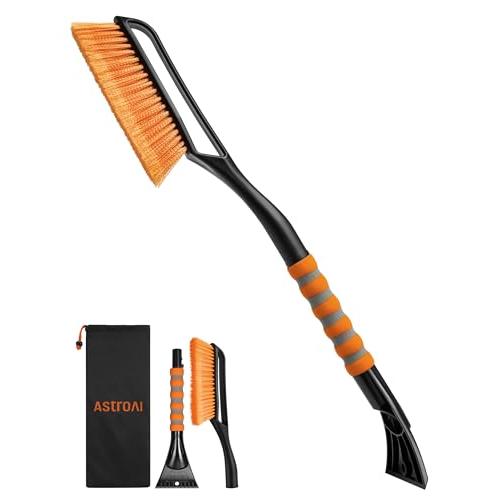 AstroAI スノーブラシ スノースクレーパー 除雪ブラシ 収納袋付き 雪かき 除雪 除霜作業 車用 霜取り 軽量 全長69cm | 