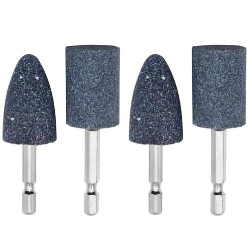 YFFSFDC 研磨ビット 軸付き砥石 六角軸6.35mm 研磨用砥石 円柱型と円錐形 4本組 石材 金属 木工用研削ヘッド インパクトドライバ | 