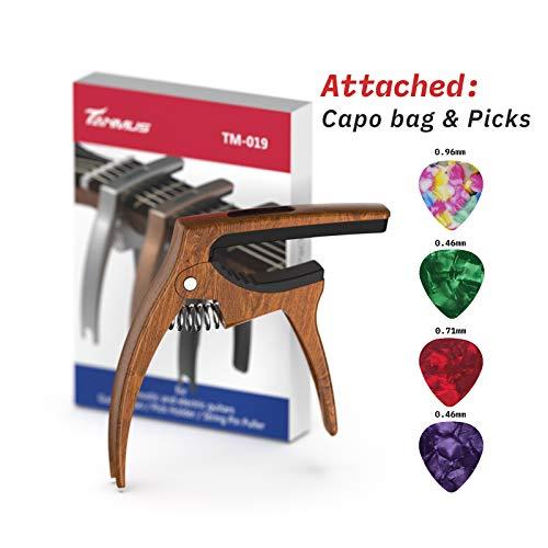 TANMUS カポタスト 、三イン一亜鉛合金ギターカポタスト，アコースティックギター&エレクトリックギター用ピッククリップ＆ピック*4付き弦楽器 |  | 05