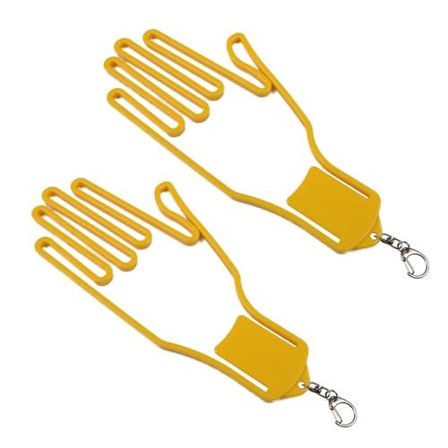 ゴルフグローブハンガー 型崩れ防止 手袋ハンガー 手袋ホルダー 約25＊11cm キーホルダー付き 乾燥用 シワ対策用 2個セット イエロー | 