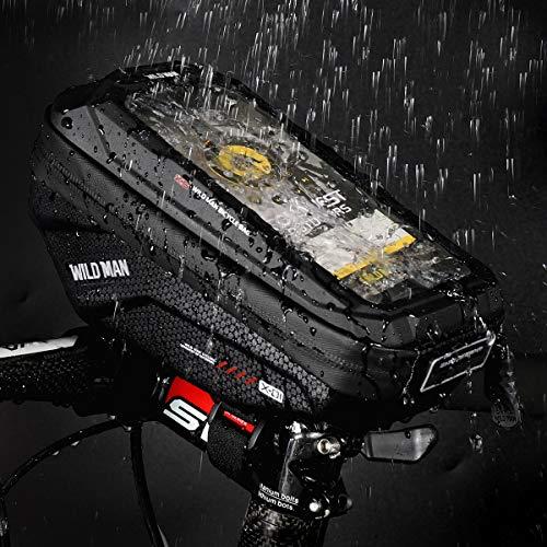 WILD MAN 防水電話ホルダータイプ自転車ハンドルバーバッグタッチスクリーン付き6.7インチ未満の電話用（X1黒） |  | 02