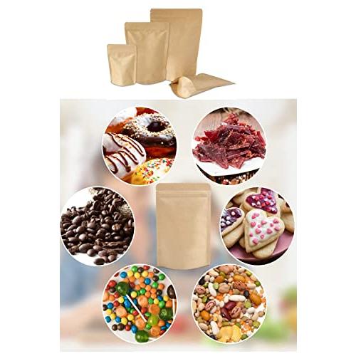 YFFSFDC クラフト紙30枚入 内面 アルミ箔 ジップ袋 再封可能 小分け袋 自立チャック ジッパ 密封ポーチ 防湿 防水 キッチン収納用便 |  | 06