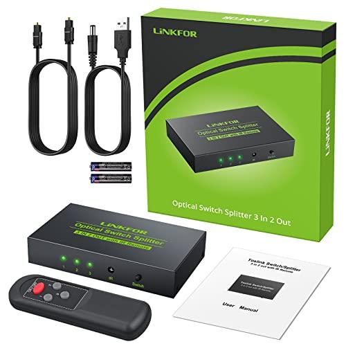 LiNKFOR SPDIF/TosLink 光デジタル 切替器 3入力2出力 光ケーブル 分配器 音声切替器 合金外殻 スイッチ リモコン付き |  | 06