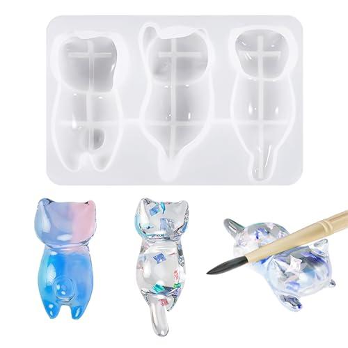 サムコス シリコンモールド 猫 筆置き 立体 匹の猫 猫の背中 UVレジン エポキシ樹脂 DIY ハンドメイド かわいい 樹脂 工芸品 装飾品 | 