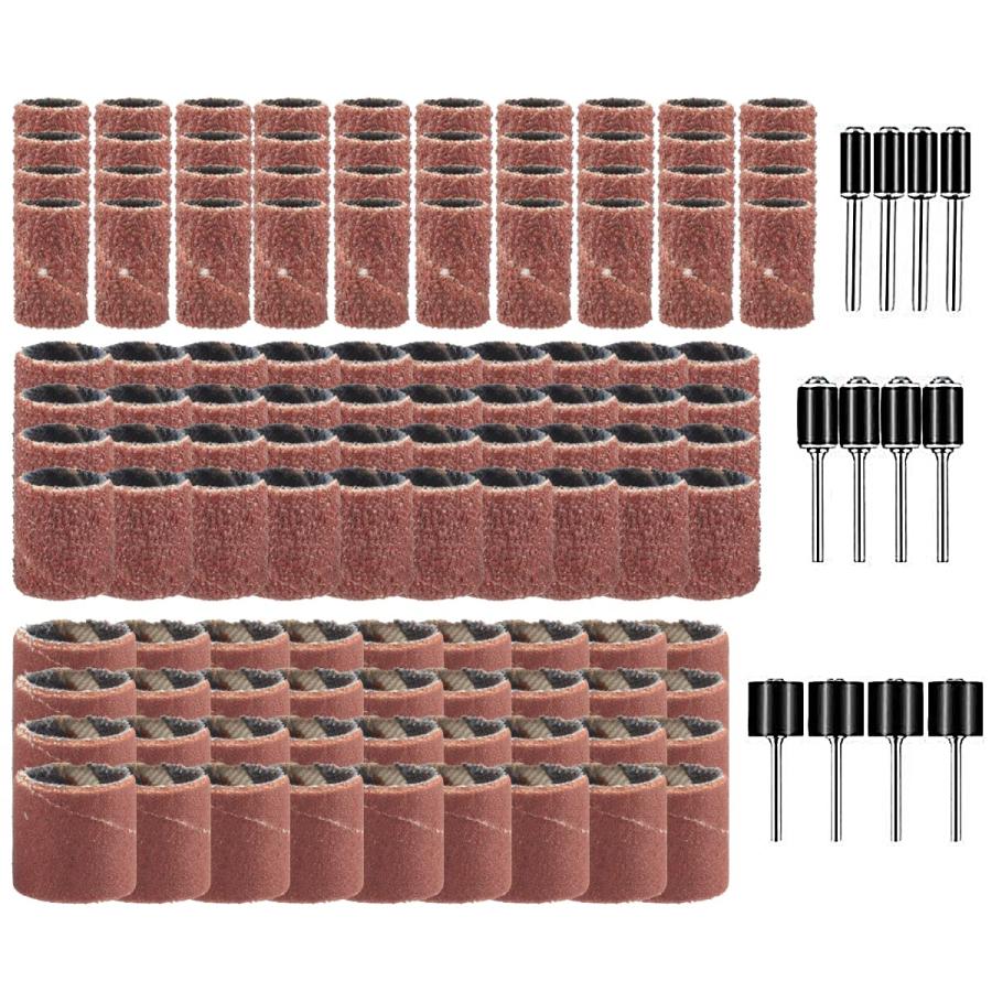 Wolfride 132個セット サンディングバンド ルーターヤスリ 電動ヤスリ 電動ルーター ドリルプレス用 ネイルオフ ネイルビット 180 | 