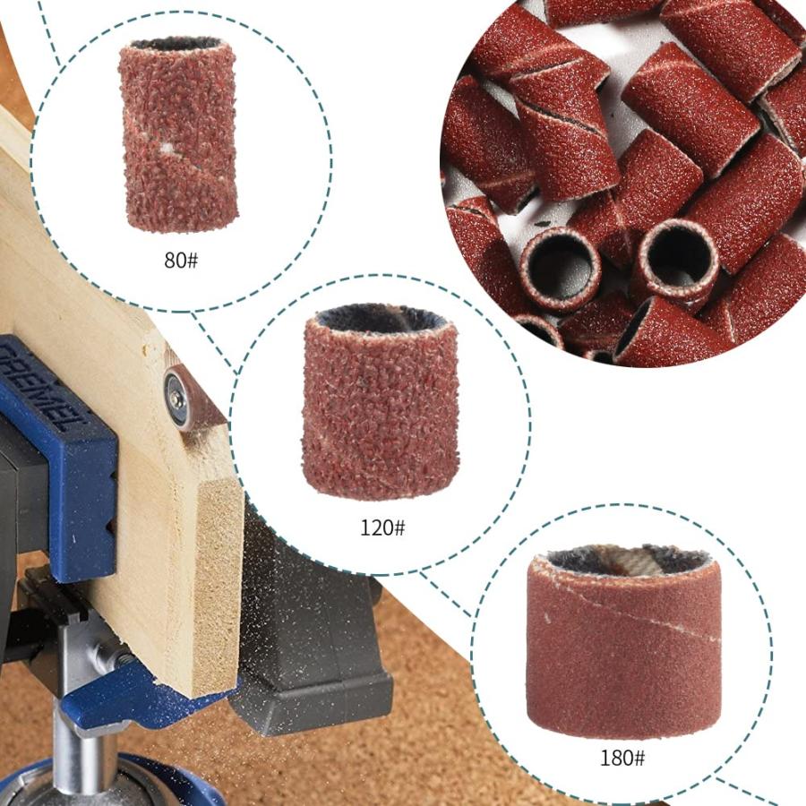 Wolfride 132個セット サンディングバンド ルーターヤスリ 電動ヤスリ 電動ルーター ドリルプレス用 ネイルオフ ネイルビット 180 |  | 02