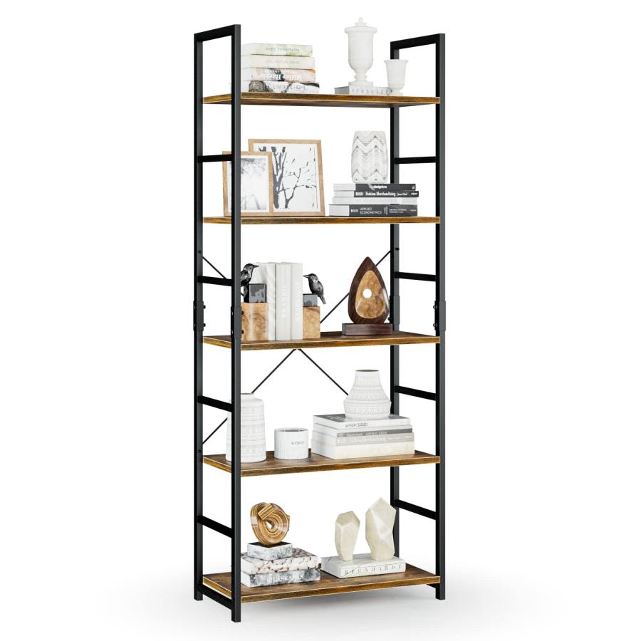 APPOLYN オープンシェルフラック、５段本棚フリーラック棚、多機能収納ラック、幅60×深さ30×高158cm、木製ラック、寢室、リビングルー | 