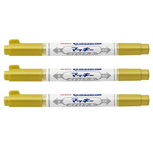 ゼブラZEBRA 油性ペン マッキーペイントマーカー極細 金 3色セット YYTS20-AZ-GO3 | 