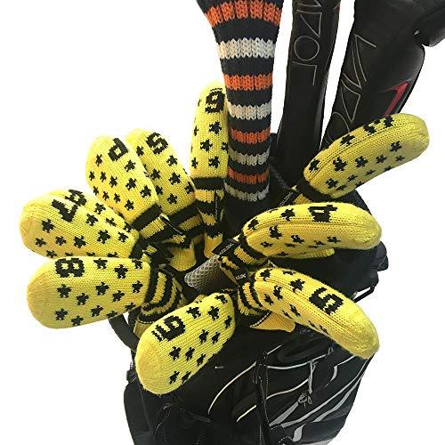 HUGELOONG ニットゴルフヘッドカバー アイアンカバー … 星図案トップに数字Yellow/Black |  | 04