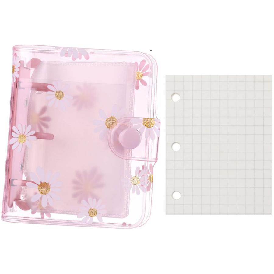 ミニシステム手帳 3穴バインダー おしゃれ 菊の模様 カバー 透明 防水