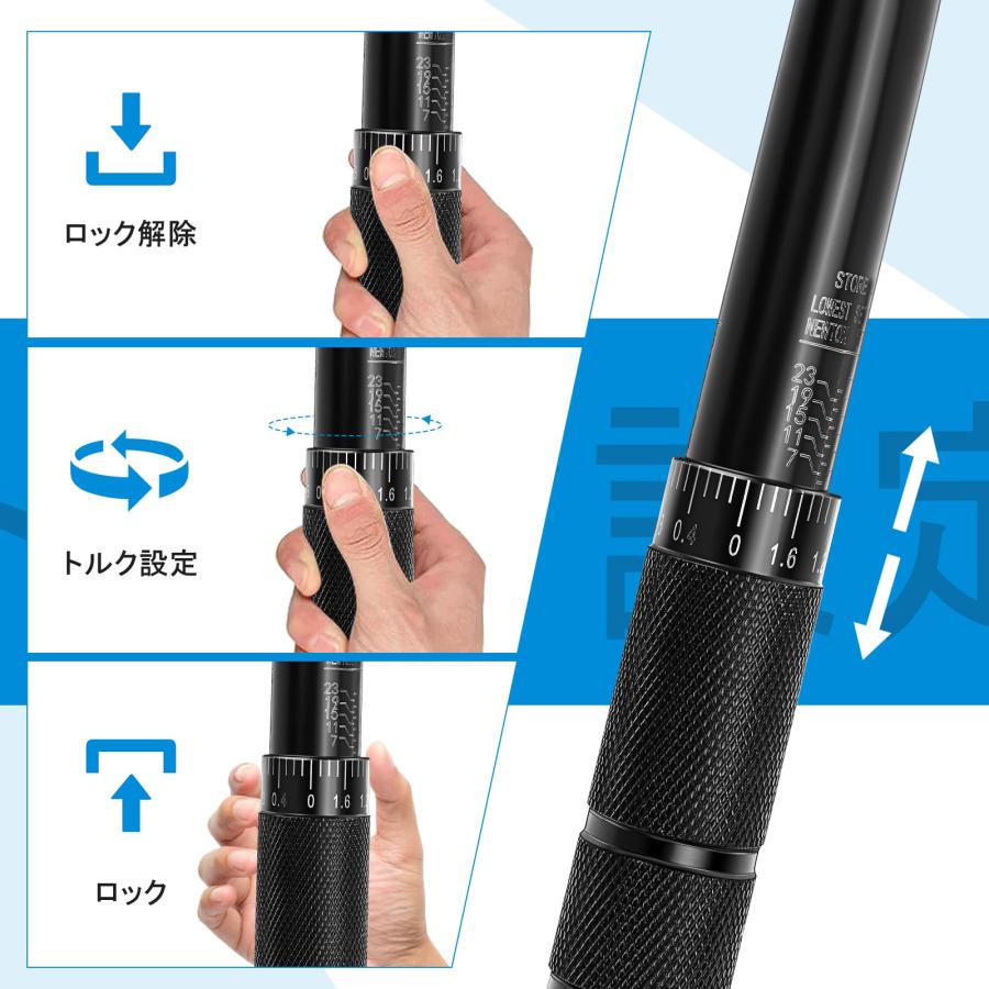 トルクレンチ 車 自転車 タイヤ交換 プレセット型 9.5 6.35 12.5mm 修理レンチ 整備工具 6.35mm1/4インチ 5~25Nm |  | 03