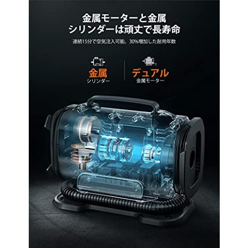 AstroAI エアーコンプレッサー 電動空気入れ 5 in 1 タイヤ・プール 空気入れ 自動車用 AC/DC給電 150 PSI 自動電源オ｜solvertex｜03