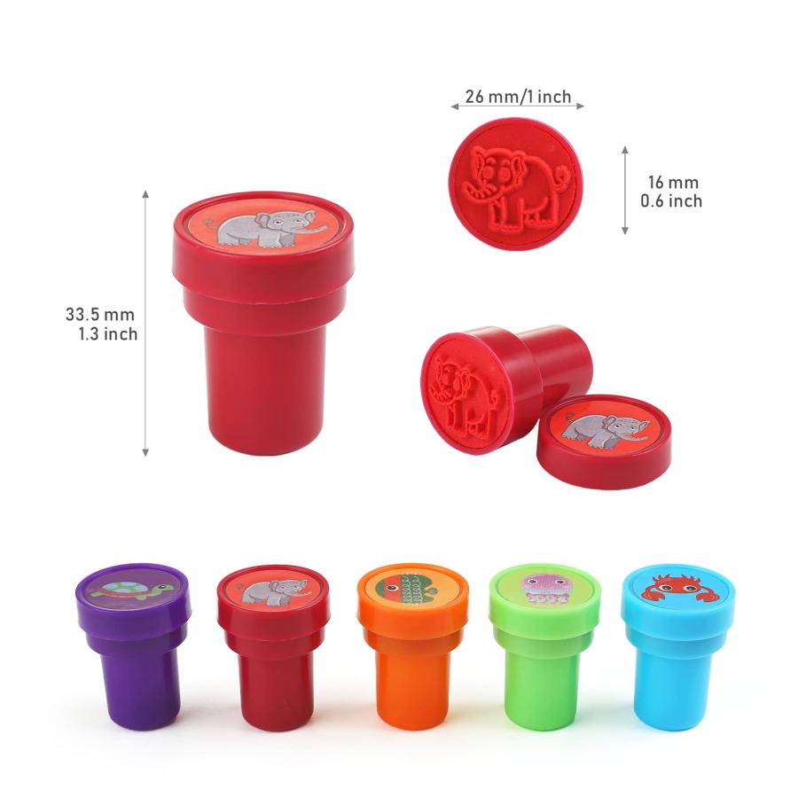 Kesote スタンプ 可愛い おもちゃ 動物 26個セット はんこ インク付き 円形 |  | 01