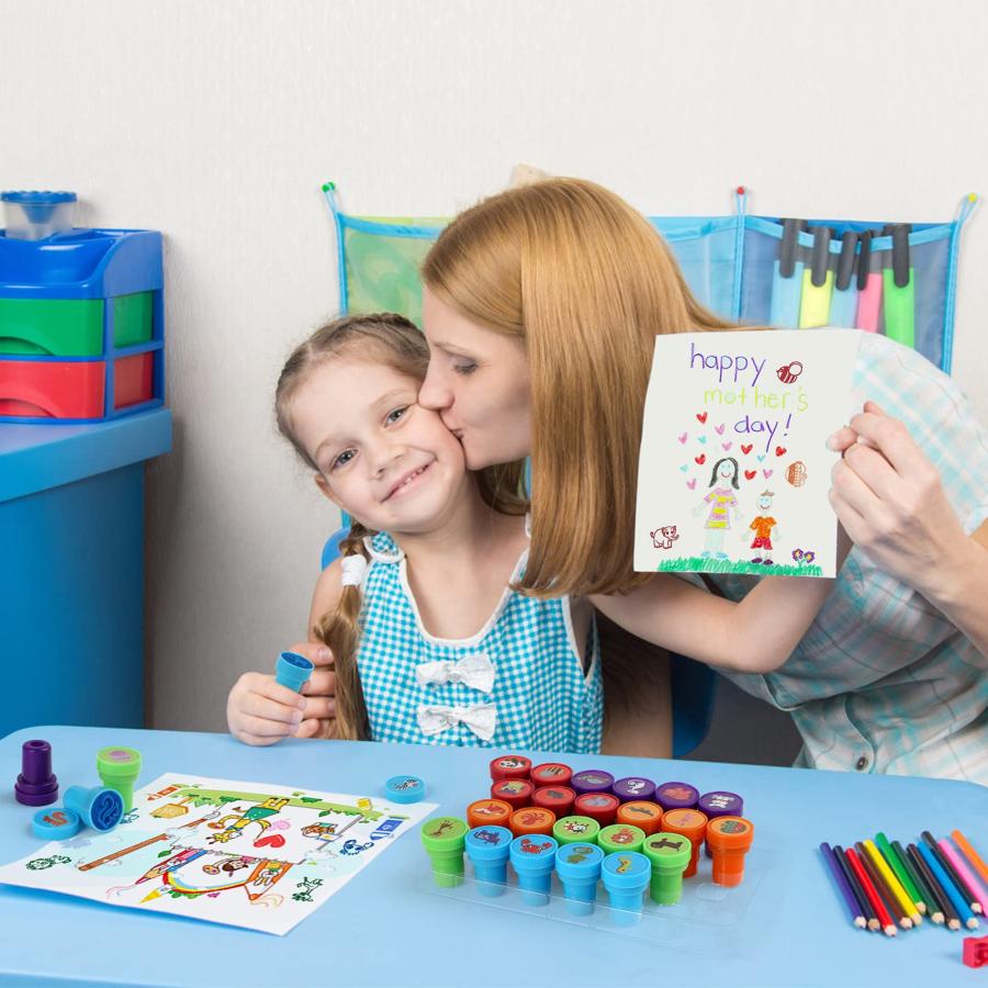 Kesote スタンプ 可愛い おもちゃ 動物 26個セット はんこ インク付き 円形 |  | 05