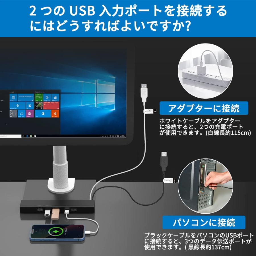 EAYHM モニターアーム補強プレート USB USB/TYPE-C充電付き 取付部硬さ強化対策 傷防止 デスク保護 滑り止めシート付き |  | 01