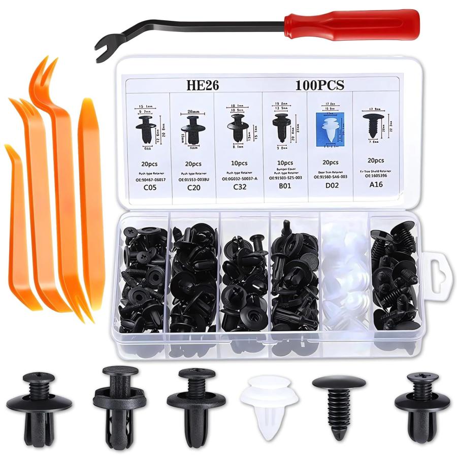 HiLiBoom プラスチック製リベット 自動車フェンダー バンパークリップ 保持クリップ リムクリップ 押し込み式 取り付け簡単 固定用 ユニ | 